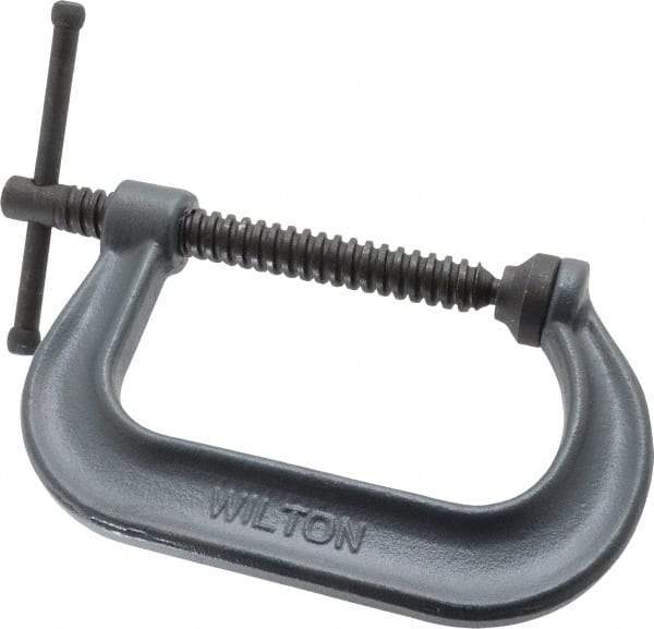 Wilton - Regular-Duty 4-1/4" Max Opening, 3-1/4" Throat Depth, Forged Steel Standard C-Clamp - 6,200 Lb Capacity, 0" Min Opening, Deep Throat - Exact Tool & Supply