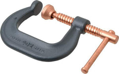 Wilton - Regular-Duty 2-1/8" Max Opening, 2-5/8" Throat Depth, Forged Steel Standard C-Clamp - 3,500 Lb Capacity, 0" Min Opening, Deep Throat - Exact Tool & Supply