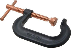 Wilton - Regular-Duty 3" Max Opening, 2-1/2" Throat Depth, Forged Steel Standard C-Clamp - 3,500 Lb Capacity, 0" Min Opening, Deep Throat - Exact Tool & Supply