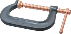 Wilton - Regular-Duty 4-1/4" Max Opening, 3-1/4" Throat Depth, Forged Steel Standard C-Clamp - 6,200 Lb Capacity, 0" Min Opening, Deep Throat - Exact Tool & Supply