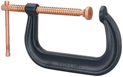 Wilton - Regular-Duty 6-1/16" Max Opening, 4-1/8" Throat Depth, Forged Steel Standard C-Clamp - 6,600 Lb Capacity, 0" Min Opening, Deep Throat - Exact Tool & Supply