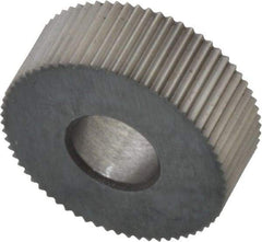 Made in USA - 1/2" Diam, 90° Tooth Angle, 41 TPI, Standard (Shape), Form Type High Speed Steel Straight Knurl Wheel - 3/16" Face Width, 3/16" Hole, Circular Pitch, Bright Finish, Series EP - Exact Tool & Supply