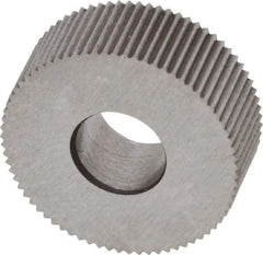 Made in USA - 1/2" Diam, 90° Tooth Angle, 47 TPI, Standard (Shape), Form Type High Speed Steel Straight Knurl Wheel - 3/16" Face Width, 3/16" Hole, Circular Pitch, Bright Finish, Series EP - Exact Tool & Supply