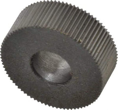 Made in USA - 1/2" Diam, 70° Tooth Angle, 53 TPI, Standard (Shape), Form Type High Speed Steel Straight Knurl Wheel - 3/16" Face Width, 3/16" Hole, Circular Pitch, Bright Finish, Series EP - Exact Tool & Supply