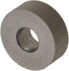 Made in USA - 1/2" Diam, 70° Tooth Angle, 80 TPI, Standard (Shape), Form Type High Speed Steel Straight Knurl Wheel - 3/16" Face Width, 3/16" Hole, Circular Pitch, Bright Finish, Series EP - Exact Tool & Supply