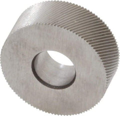 Made in USA - 1/2" Diam, 70° Tooth Angle, 80 TPI, Standard (Shape), Form Type High Speed Steel Right-Hand Diagonal Knurl Wheel - 3/16" Face Width, 3/16" Hole, Circular Pitch, 30° Helix, Bright Finish, Series EP - Exact Tool & Supply