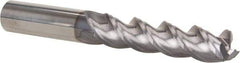 Niagara Cutter - 3/4", 3-1/4" LOC, 3/4" Shank Diam, 6" OAL, 3 Flute, Solid Carbide Square End Mill - Single End, TiCN Finish, Spiral Flute, 45° Helix, Centercutting, Right Hand Cut, Right Hand Flute, Series A345 - Exact Tool & Supply