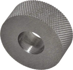 Made in USA - 5/8" Diam, 70° Tooth Angle, 50 TPI, Standard (Shape), Form Type High Speed Steel Female Diamond Knurl Wheel - 1/4" Face Width, 1/4" Hole, Circular Pitch, 30° Helix, Bright Finish, Series GK - Exact Tool & Supply