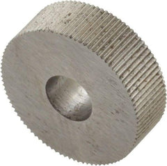 Made in USA - 3/4" Diam, 90° Tooth Angle, 40 TPI, Standard (Shape), Form Type High Speed Steel Straight Knurl Wheel - 1/4" Face Width, 1/4" Hole, Circular Pitch, Bright Finish, Series KN - Exact Tool & Supply