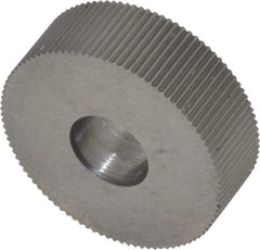 Made in USA - 3/4" Diam, 90° Tooth Angle, 41 TPI, Standard (Shape), Form Type High Speed Steel Straight Knurl Wheel - 1/4" Face Width, 1/4" Hole, Circular Pitch, Bright Finish, Series KN - Exact Tool & Supply