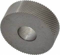 Made in USA - 3/4" Diam, 90° Tooth Angle, 40 TPI, Standard (Shape), Form Type High Speed Steel Right-Hand Diagonal Knurl Wheel - 1/4" Face Width, 1/4" Hole, Circular Pitch, 30° Helix, Bright Finish, Series KN - Exact Tool & Supply
