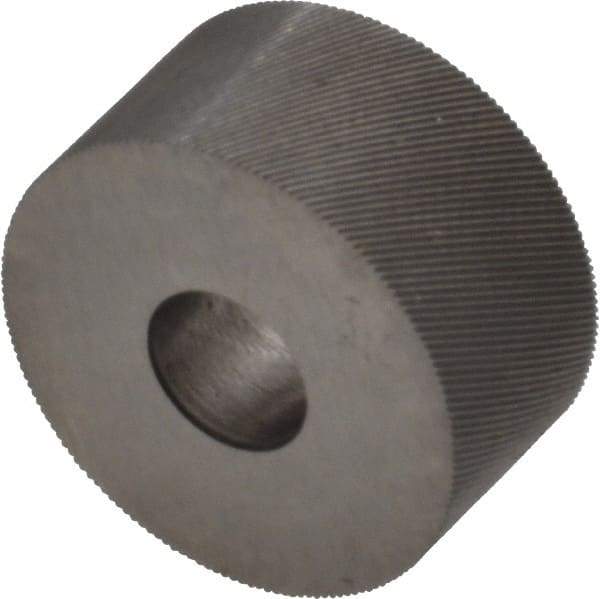 Made in USA - 3/4" Diam, 70° Tooth Angle, 80 TPI, Standard (Shape), Form Type High Speed Steel Right-Hand Diagonal Knurl Wheel - 3/8" Face Width, 1/4" Hole, Circular Pitch, 30° Helix, Bright Finish, Series KP - Exact Tool & Supply