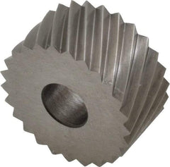Made in USA - 3/4" Diam, 90° Tooth Angle, 12 TPI, Standard (Shape), Form Type High Speed Steel Left-Hand Diagonal Knurl Wheel - 3/8" Face Width, 1/4" Hole, Circular Pitch, 30° Helix, Bright Finish, Series KP - Exact Tool & Supply