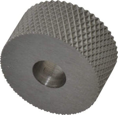 Made in USA - 3/4" Diam, 90° Tooth Angle, 25 TPI, Standard (Shape), Form Type High Speed Steel Female Diamond Knurl Wheel - 3/8" Face Width, 1/4" Hole, Circular Pitch, 30° Helix, Bright Finish, Series KP - Exact Tool & Supply