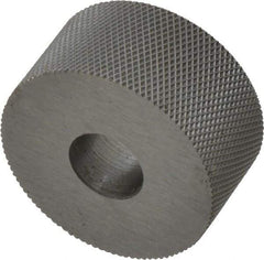 Made in USA - 3/4" Diam, 70° Tooth Angle, 50 TPI, Standard (Shape), Form Type High Speed Steel Female Diamond Knurl Wheel - 3/8" Face Width, 1/4" Hole, Circular Pitch, 30° Helix, Bright Finish, Series KP - Exact Tool & Supply