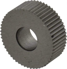Made in USA - 1/2" Diam, 90° Tooth Angle, 35 TPI, Standard (Shape), Form Type Cobalt Straight Knurl Wheel - 3/16" Face Width, 3/16" Hole, Circular Pitch, Bright Finish, Series EP - Exact Tool & Supply