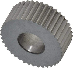 Made in USA - 5/8" Diam, 90° Tooth Angle, 20 TPI, Standard (Shape), Form Type Cobalt Straight Knurl Wheel - 1/4" Face Width, 1/4" Hole, Circular Pitch, Bright Finish, Series GK - Exact Tool & Supply