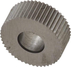 Made in USA - 5/8" Diam, 90° Tooth Angle, 25 TPI, Standard (Shape), Form Type Cobalt Straight Knurl Wheel - 1/4" Face Width, 1/4" Hole, Circular Pitch, Bright Finish, Series GK - Exact Tool & Supply