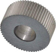 Made in USA - 5/8" Diam, 90° Tooth Angle, 30 TPI, Standard (Shape), Form Type Cobalt Straight Knurl Wheel - 1/4" Face Width, 1/4" Hole, Circular Pitch, Bright Finish, Series GK - Exact Tool & Supply