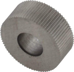 Made in USA - 5/8" Diam, 70° Tooth Angle, 40 TPI, Standard (Shape), Form Type Cobalt Straight Knurl Wheel - 1/4" Face Width, 1/4" Hole, Circular Pitch, Bright Finish, Series GK - Exact Tool & Supply