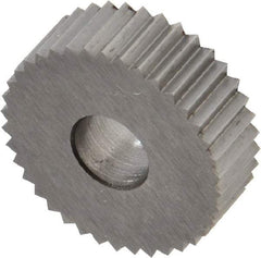 Made in USA - 3/4" Diam, 90° Tooth Angle, 16 TPI, Standard (Shape), Form Type Cobalt Straight Knurl Wheel - 1/4" Face Width, 1/4" Hole, Circular Pitch, Bright Finish, Series KN - Exact Tool & Supply