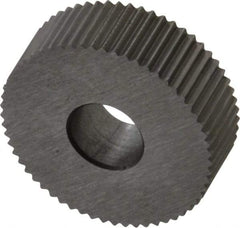 Made in USA - 3/4" Diam, 90° Tooth Angle, 25 TPI, Standard (Shape), Form Type Cobalt Straight Knurl Wheel - 1/4" Face Width, 1/4" Hole, Circular Pitch, Bright Finish, Series KN - Exact Tool & Supply