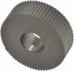 Made in USA - 3/4" Diam, 90° Tooth Angle, 30 TPI, Standard (Shape), Form Type Cobalt Straight Knurl Wheel - 1/4" Face Width, 1/4" Hole, Circular Pitch, Bright Finish, Series KN - Exact Tool & Supply