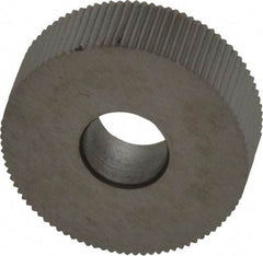 Made in USA - 3/4" Diam, 90° Tooth Angle, 40 TPI, Standard (Shape), Form Type Cobalt Straight Knurl Wheel - 1/4" Face Width, 1/4" Hole, Circular Pitch, Bright Finish, Series KN - Exact Tool & Supply