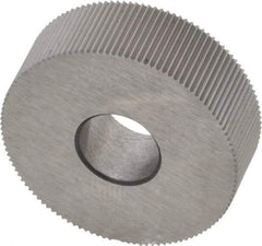 Made in USA - 3/4" Diam, 70° Tooth Angle, 50 TPI, Standard (Shape), Form Type Cobalt Straight Knurl Wheel - 1/4" Face Width, 1/4" Hole, Circular Pitch, Bright Finish, Series KN - Exact Tool & Supply