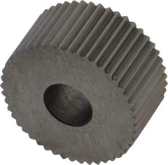 Made in USA - 3/4" Diam, 90° Tooth Angle, 20 TPI, Standard (Shape), Form Type Cobalt Straight Knurl Wheel - 3/8" Face Width, 1/4" Hole, Circular Pitch, Bright Finish, Series KP - Exact Tool & Supply