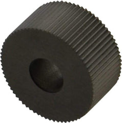 Made in USA - 3/4" Diam, 90° Tooth Angle, 30 TPI, Standard (Shape), Form Type Cobalt Straight Knurl Wheel - 3/8" Face Width, 1/4" Hole, Circular Pitch, Bright Finish, Series KP - Exact Tool & Supply