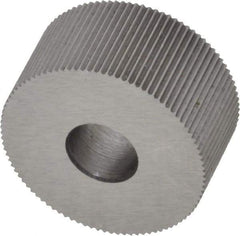 Made in USA - 3/4" Diam, 90° Tooth Angle, 40 TPI, Standard (Shape), Form Type Cobalt Straight Knurl Wheel - 3/8" Face Width, 1/4" Hole, Circular Pitch, Bright Finish, Series KP - Exact Tool & Supply