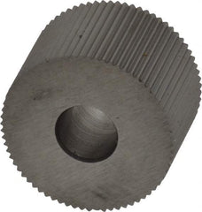 Made in USA - 3/4" Diam, 90° Tooth Angle, 30 TPI, Standard (Shape), Form Type High Speed Steel Straight Knurl Wheel - 1/2" Face Width, 1/4" Hole, Circular Pitch, Bright Finish, Series KR - Exact Tool & Supply