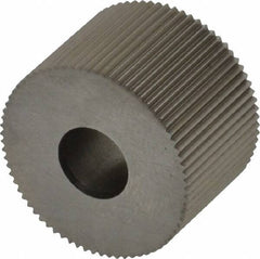 Made in USA - 3/4" Diam, 80° Tooth Angle, Standard (Shape), Form Type High Speed Steel Straight Knurl Wheel - 1/2" Face Width, 1/4" Hole, 96 Diametral Pitch, Bright Finish, Series KR - Exact Tool & Supply