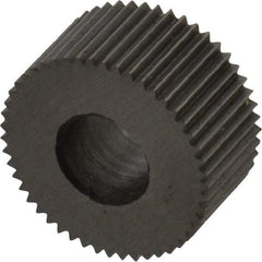 Made in USA - 5/16" Diam, 70° Tooth Angle, 50 TPI, Standard (Shape), Form Type High Speed Steel Straight Knurl Wheel - 5/32" Face Width, 1/8" Hole, Circular Pitch, Bright Finish, Series BP - Exact Tool & Supply