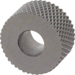 Made in USA - 5/16" Diam, 70° Tooth Angle, 50 TPI, Standard (Shape), Form Type High Speed Steel Female Diamond Knurl Wheel - 5/32" Face Width, 1/8" Hole, Circular Pitch, 30° Helix, Bright Finish, Series BP - Exact Tool & Supply