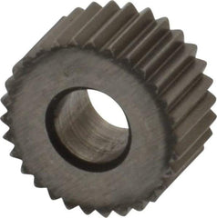 Made in USA - 5/16" Diam, 80° Tooth Angle, Standard (Shape), Form Type High Speed Steel Straight Knurl Wheel - 5/32" Face Width, 1/8" Hole, 96 Diametral Pitch, Bright Finish, Series BP - Exact Tool & Supply
