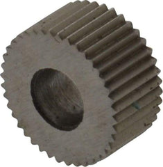 Made in USA - 5/16" Diam, 80° Tooth Angle, Standard (Shape), Form Type High Speed Steel Straight Knurl Wheel - 5/32" Face Width, 1/8" Hole, 128 Diametral Pitch, Bright Finish, Series BP - Exact Tool & Supply