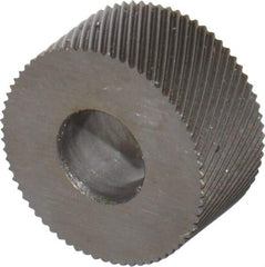 Made in USA - 5/16" Diam, 70° Tooth Angle, 80 TPI, Standard (Shape), Form Type Cobalt Left-Hand Diagonal Knurl Wheel - 5/32" Face Width, 1/8" Hole, Circular Pitch, 30° Helix, Bright Finish, Series BP - Exact Tool & Supply
