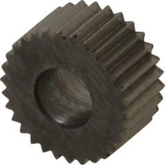 Made in USA - 5/16" Diam, 80° Tooth Angle, Standard (Shape), Form Type Cobalt Straight Knurl Wheel - 5/32" Face Width, 1/8" Hole, 96 Diametral Pitch, Bright Finish, Series BP - Exact Tool & Supply