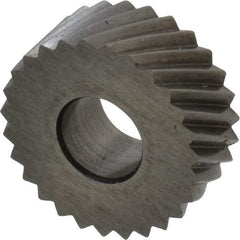 Made in USA - 5/8" Diam, 90° Tooth Angle, 16 TPI, Standard (Shape), Form Type High Speed Steel Right-Hand Diagonal Knurl Wheel - 1/4" Face Width, 1/4" Hole, Circular Pitch, 30° Helix, Bright Finish, Series GK - Exact Tool & Supply