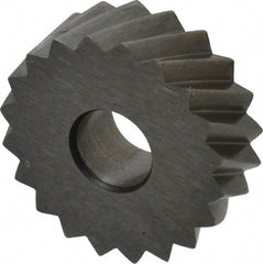 Made in USA - 3/4" Diam, 90° Tooth Angle, 10 TPI, Standard (Shape), Form Type High Speed Steel Right-Hand Diagonal Knurl Wheel - 1/4" Face Width, 1/4" Hole, Circular Pitch, 30° Helix, Bright Finish, Series KN - Exact Tool & Supply