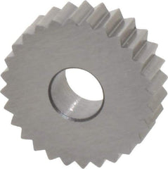 Made in USA - 3/4" Diam, 90° Tooth Angle, 12 TPI, Standard (Shape), Form Type High Speed Steel Straight Knurl Wheel - 1/4" Face Width, 1/4" Hole, Circular Pitch, Bright Finish, Series KN - Exact Tool & Supply