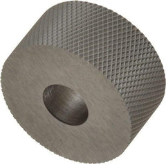 Made in USA - 3/4" Diam, 90° Tooth Angle, 40 TPI, Standard (Shape), Form Type High Speed Steel Female Diamond Knurl Wheel - 3/8" Face Width, 1/4" Hole, Circular Pitch, 30° Helix, Bright Finish, Series KP - Exact Tool & Supply