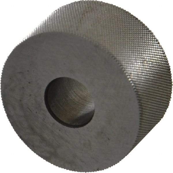 Made in USA - 3/4" Diam, 70° Tooth Angle, 80 TPI, Standard (Shape), Form Type High Speed Steel Male Diamond Knurl Wheel - 3/8" Face Width, 1/4" Hole, Circular Pitch, 30° Helix, Bright Finish, Series KP - Exact Tool & Supply
