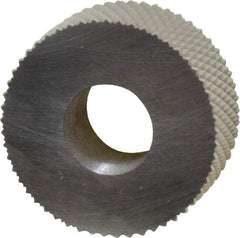 Made in USA - 1-1/4" Diam, 90° Tooth Angle, 16 TPI, Standard (Shape), Form Type High Speed Steel Male Diamond Knurl Wheel - 1/2" Face Width, 1/2" Hole, Circular Pitch, 30° Helix, Bright Finish, Series PH - Exact Tool & Supply