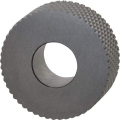 Made in USA - 1-1/4" Diam, 90° Tooth Angle, 16 TPI, Standard (Shape), Form Type High Speed Steel Female Diamond Knurl Wheel - 1/2" Face Width, 1/2" Hole, Circular Pitch, 30° Helix, Bright Finish, Series PH - Exact Tool & Supply