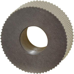 Made in USA - 1-1/4" Diam, 90° Tooth Angle, 20 TPI, Standard (Shape), Form Type High Speed Steel Male Diamond Knurl Wheel - 1/2" Face Width, 1/2" Hole, Circular Pitch, 30° Helix, Bright Finish, Series PH - Exact Tool & Supply