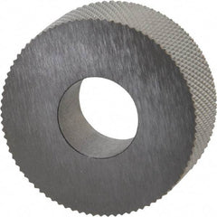 Made in USA - 1-1/4" Diam, 90° Tooth Angle, 25 TPI, Standard (Shape), Form Type High Speed Steel Male Diamond Knurl Wheel - 1/2" Face Width, 1/2" Hole, Circular Pitch, 30° Helix, Bright Finish, Series PH - Exact Tool & Supply