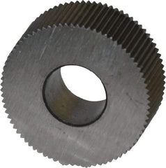 Made in USA - 5/8" Diam, 80° Tooth Angle, Standard (Shape), Form Type High Speed Steel Straight Knurl Wheel - 1/4" Face Width, 1/4" Hole, 128 Diametral Pitch, Bright Finish, Series GK - Exact Tool & Supply